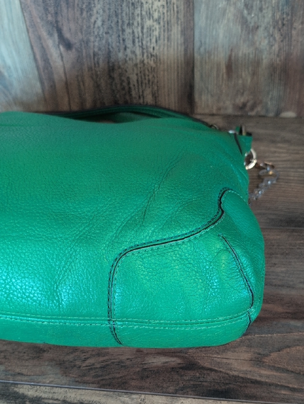 Coach Vintage Green Pebbled Leather Poppy Avery Hobo Crossbody Bag          M357 - Picture 6 of 16